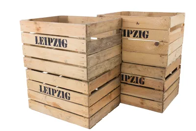 Produktbild von 3x ALTE OBSTKISTE mit Aufdruck: LEIPZIG / 50x40x30 cm / stapelbare Kiste, originelle Stadt Deko