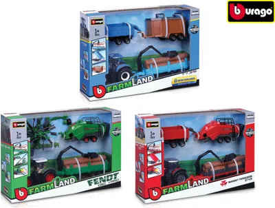 Produktbild von Bburago Traktor mit Zubehr - Geschenkpackung (6er Set)