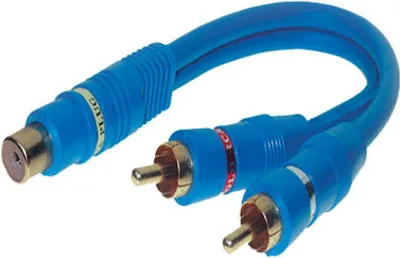 Produktbild von Cinchkupplung auf 2 Cinchstecker, doppelt geschirmt, blau 0,2m, Good Connections®