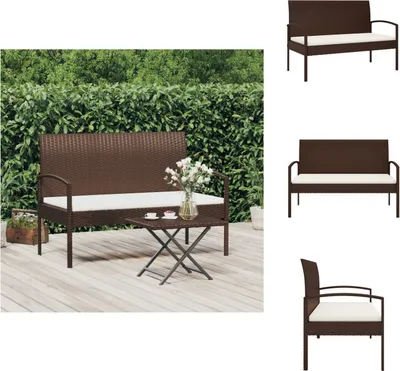 Obrázok produktu pre vidaXL Záhradná lavica s vankúšmi hnedá 105 cm polyratan - Záhradné lavice