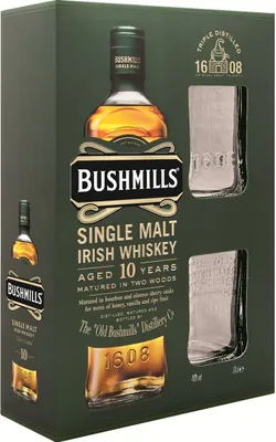 Produktbild von Bushmills 10 Jahre Single Malt Irish Whiskey In-Pack Geschenkset | 40 % vol | 0,7 l