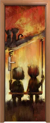Produktbild von Türposter 70x200 cm Türaufkleber Türtapete Türfolie Klebefolie Paar unter Baum über Schaukel