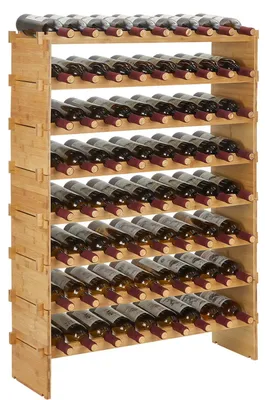 Immagine prodotto di Scaffale per bottiglie in bambù - Scaffale impilabile - 8 livelli, 84x26x102 cm - Scaffale a pavimento autoportante - Ideale per cucina, bar, cantina