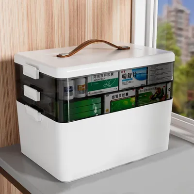 Produktbild von Medikamenten Aufbewahrung,3 Regal Medizinbox,Hausapotheke Box Medizinkoffer,medikamenten organizer,Mehrzweck Organizer,Aufbewahrungsboxen