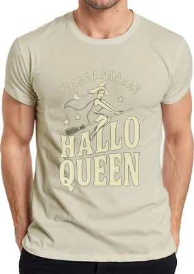 Zdjęcie produktu dla Hello Queen Witch Broom Yaaaaaas Halloween Retro Vintage Śmieszna koszulka męska, Nature, S