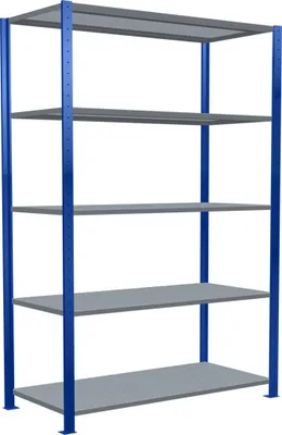 Produktbild von Schulte Fachbodenregal MULTIplus250 Stecksystem | Grundregal | HxBxT 200x130x60cm | 5 Ebenen | Fachlast 250kg | Enzianblau/Verzinkt