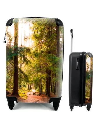 Produktbild von MuchoWow® Koffer Handgepäck Trolley Rollkoffer Kleine Reisekoffer mit 4 Rollen - Wald - Weg - Bäume - Grün - Sonne - Natur - Cabin Size < 55x40x23 cm & 55x40x20 cm - Fotokoffer - Kabinenkoffer - Boardgepäck - Reise-Box - Reisekoffer - Reisegepäck - Koffer mit Bild - Trolley für Kinder