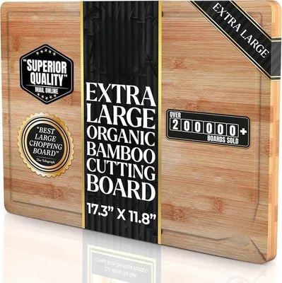 Productafbeelding van Famanu snijplank van bamboe – 45x30x2 cm – Geschikt voor vlees en groenten