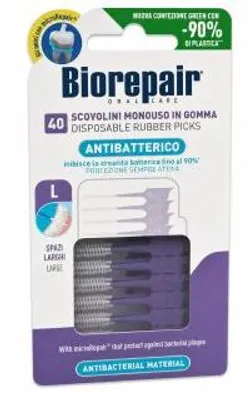 Immagine prodotto di Biorepair, stuzzicadenti in gomma monouso per l'igiene interdentale, confezione da 40 pezzi, taglia L