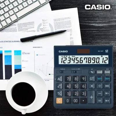 Obrázek produktu pro Casio DH-12ET, Desktop, Jednoduchá kalkulačka, 12 číslice/číslic, 1 řádky, Baterie / Solár, Černá