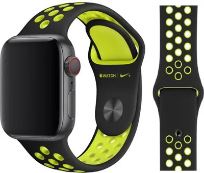 Produktbild von Original Apple Nike Sport Armband S/M + M/L 38/40/41mm MQ2H2ZM/A Black/Volt
