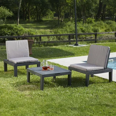 Produktbild von Dmora Outdoor-Sofa-Set Cervia Schwarz, 2-Sitzer