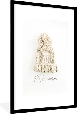 Produktbild von MuchoWow® Gerahmtes Poster Winter - Mütze - Zitat 60x90 cm - Poster mit Schwarzem Bilderrahmen Wandposter Rahmen Foto Bilder - Dekoration - Wandposter Wohnzimmer - Hochwertig