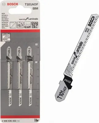 Produktbild von Bosch 2608636432, Stichsägeblatt, Laminat, Parkett, Polyvinylchlorid (uPVC) ohne Weichmacher, Bimetallisch, Grau, 1,4 mm, 8,3 cm