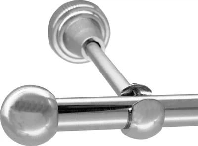 Produktbild von Gardinenstange Edelstahl Look, Metall, Durchmesser 16mm, Wandträger H14, 1-läufig, Länge 320, Endkappe E22