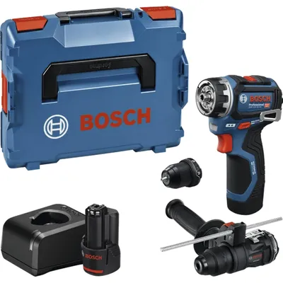 Image de Bosch Professional Perceuse-visseuse sans fil GSR 12V-32 FC Bosch, avec 2x batterie GBA 2 Ah, chargeur, batterie rechargeable, poignée supplémentaire, butée de profondeur, L-BOXX