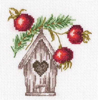 Image de RTO Kit de point de croix "Nichoir" EH375, motif à compter, 10,5x11 cm