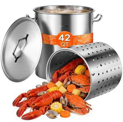 Immagine prodotto di VEVOR pentola di cottura 39,7 L in acciaio inox, 350 x 410 mm Pentola per zuppa di grande volume con setaccio, adatta come pentola per asparagi pentola per salse, pratica pentola da cucina per ingredienti di grandi dimensioni, pentola per cottura a induzione pentola per cottura a induzione