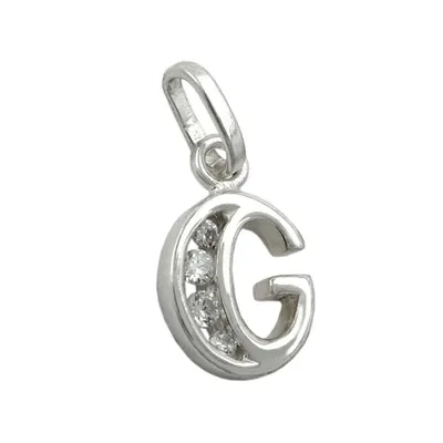Produktbild von Anhänger 8x7mm Buchstabe G glänzend mit Zirkonias Silber 925 silber 8x7mm