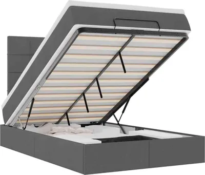 Image de vidaXL Lit ottoman avec matelas gris foncé 120x190 cm Tissu