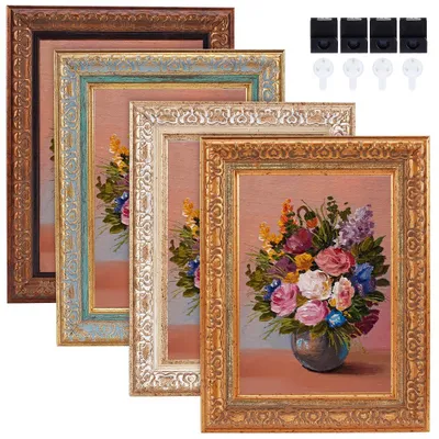 Vintage Fotolijst Set 4er-Pack mit 8 Haken 12,7x17,8 cm