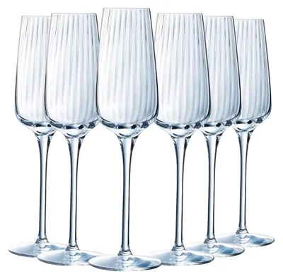 6 Champagnergläser 21 cl, Glas, spülmaschinenfest, rund, transparent