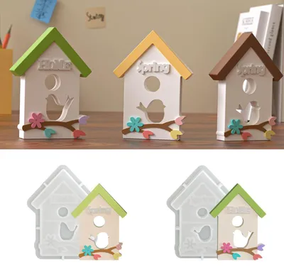 Produktbild von 2 Silikonformen Osterhaus mit Vogel