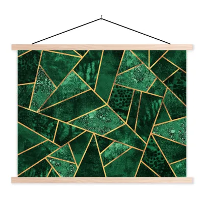Produktbild von MuchoWow® Textilposter Smaragd - Gold - Abstrakt - Muster 40x30 cm mit holzfarbenen Rahmen - Bilder