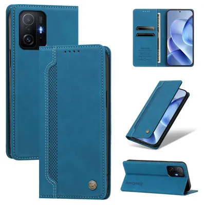 Produktbild von Handyhülle für Xiaomi 11T /Xiaomi 11T Pro, Leder Wallet Klapphülle mit Standfunktion, Stoßfeste Schutzhülle Blau