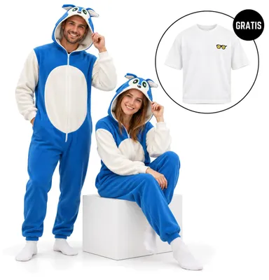 Obrázek produktu pro Onesie Kigurumi pyžamo Sonic převlek kostým M: 155 - 165cm + Oversize tričko M