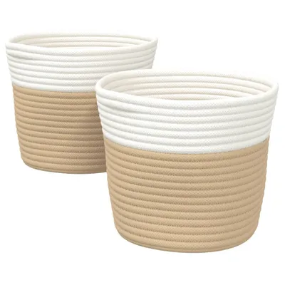 Immagine prodotto di vidaXL Cestini portaoggetti 2 pz. Beige e bianco Ø24x18 cm Cotone
