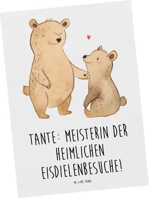 Produktbild von Mr. & Mrs. Panda Postkarte Tante Eisdielenmeisterin - Weiß - Geschenk, Lächeln, Neffe, Ansichtskarten, Postkarten, Fotokarte, Familie, Nichte, Verwandtschaft, Geschenke