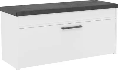 Produktbild von Schuhschrank mit Sitz und Stauraum Parma – Modernes Design | Farbe: Mattweiß | Größe: 100x35x49 cm