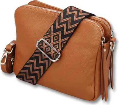 Produktbild von Adel Bags Schultertasche Leder, Umhängetasche für Damen, Cognac Braun