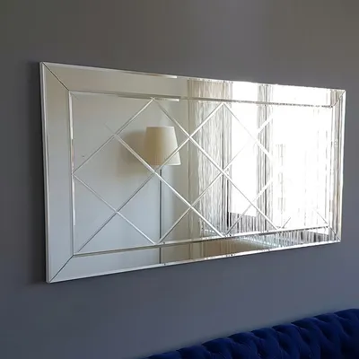 Immagine prodotto di Rosazza - Specchio, 130x65h cm Argento, Dettagli Geometrici