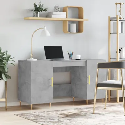 Produktbild von vidaXL Schreibtisch Betongrau 140x50x75 cm Holzwerkstoff - Schreibtisch - Schreibtische - Bürotisch - Computertisch