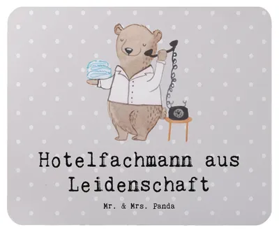 Produktbild von Mr. & Mrs. Panda Mousepad Hotelfachmann Leidenschaft - Grau Pastell - Geschenk, Ausbildung, Mouse Pad, computermatte, Lustig, Mauspad, laptop, Spruch, Hotelkaufmann, pc
