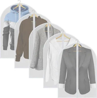 Productafbeelding van Famanu set van 5 transparante opberghoezen voor kleding, afmetingen 60 x 100 cm
