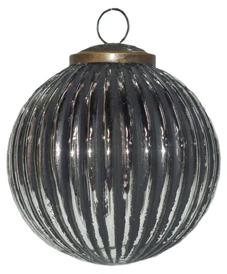 Productafbeelding van Clayre & Eef kerstbal, diameter 10 cm, zwart, zilverkleurig, glas