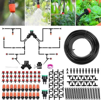 Produktbild von Automatisches Gartenbewässerungssystem, 30 m Bewässerungssatz, Mikro-Tropfen-Bewässerungskit, automatische Sprühkopf, Tropfen-Bewässerungskit, Landschaftsbewässerung für Blumenbeet und Terrasse