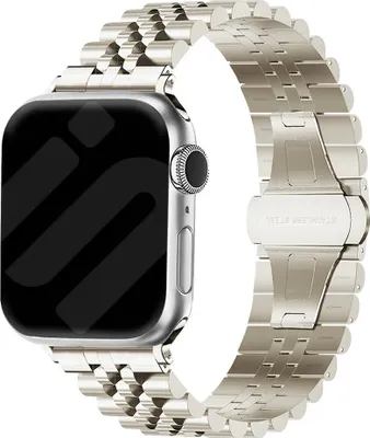 Produktbild von Strap-it Apple Watch Jubilee Stahlarmband – Geeignet für Apple Watch – Serie 1/2/3/4/5/6/7/8/9/SE/Ultra – (Starlight)