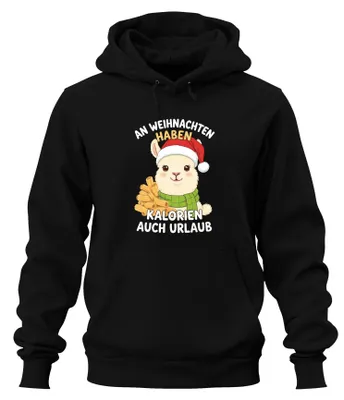Produktbild von An Weihnachten haben Kalorien Urlaub Alpaka lustig Hoodie Kapuzenpullover, Schwarz, M