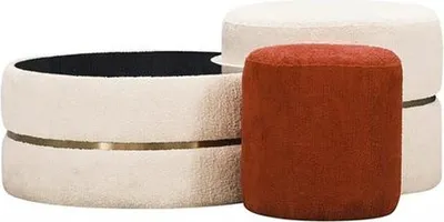 Produktbild von Gruppe Fußhocker Sitzpouf 3tlg Set Puff Couchtisch Hocker Modern Tisch