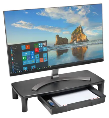 Monitorständer mit Schublade, verstellbar, bis 30 Zoll, schwarz