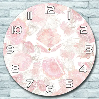 Produktbild von Wanduhr aus Glas Rund fi 30 Blumig rosa Quarz Deko Schlafzimmer Büro