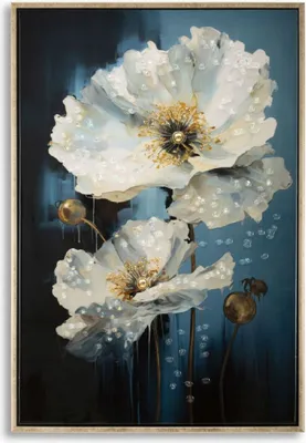 Image de Tableau mural Mauro Ferretti « Bluey » bleu, blanc et or, 42 x 3,5 x 62 cm