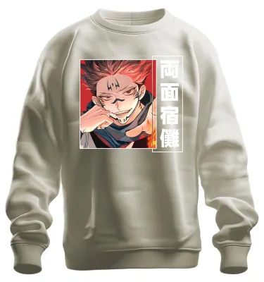 Imagen del producto de Jujutsu Kaisen, Sukuna, estética de anime, manga, llama, sudadera con cuello redondo, uni, diseño natural, color S