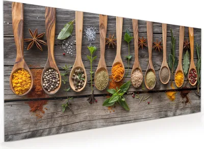 Produktbild von Küchenrückwand Spritzschutz Glas mit Motiv Küchengewürze 40 x 40 cm