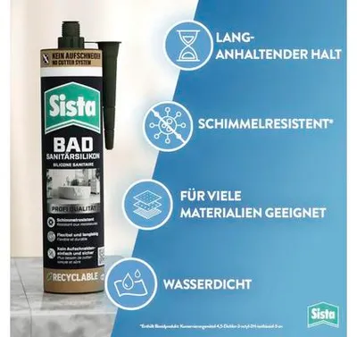 Produktbild von Sista Bad Sanitärsilikon - in recyclebarer Tube ohne Aufschneiden - silbergrau 280 ml
