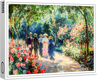 Image de raxxa Premium-Puzzle "Les gens se promènent dans la roseraie", 1000 Teile